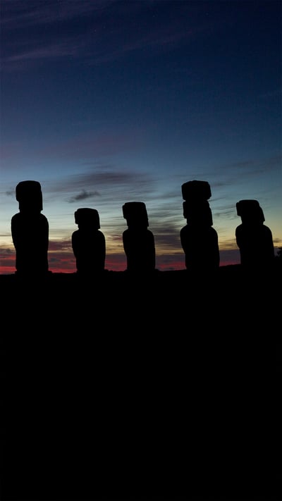 Moai statues on Easter Island, Chile (© Karine Aigner/Tandem Stills + Motion) mobile wallpaper