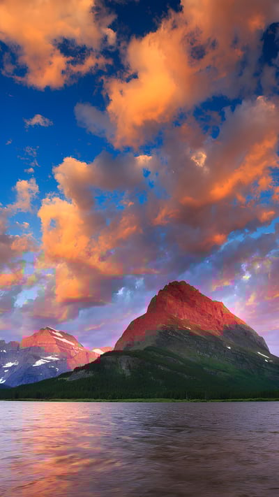 Amanhecer sobre o Lago Swiftcurrent, Parque Nacional Glacier, Montana, EUA (© Jason Savage/Tandem Stills + Motion) mobile wallpaper