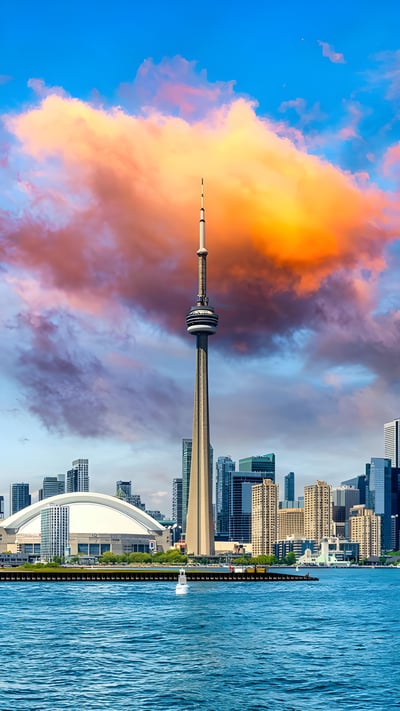 Toronto city skyline seen from Lake Ontario, Canada (© Roberto Machado Noa/Getty Images) mobile wallpaper