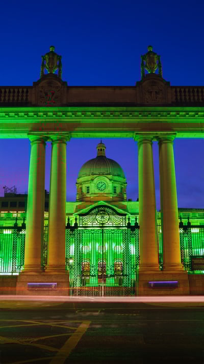 Dublin, Ireland’s Government Buildings lit up for St. Patrick’s Day (© David Soanes Photography/Getty Images) mobile wallpaper