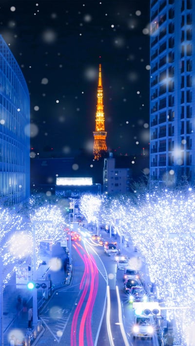 六本木けやき坂のイルミネーション, 東京 (© YUJISTYLE/iStock/Getty Images Plus) mobile wallpaper