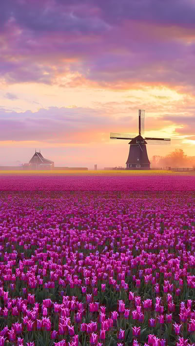 Tulip fields in Netherlands (© 1111IESPDJ/Getty Images) mobile wallpaper