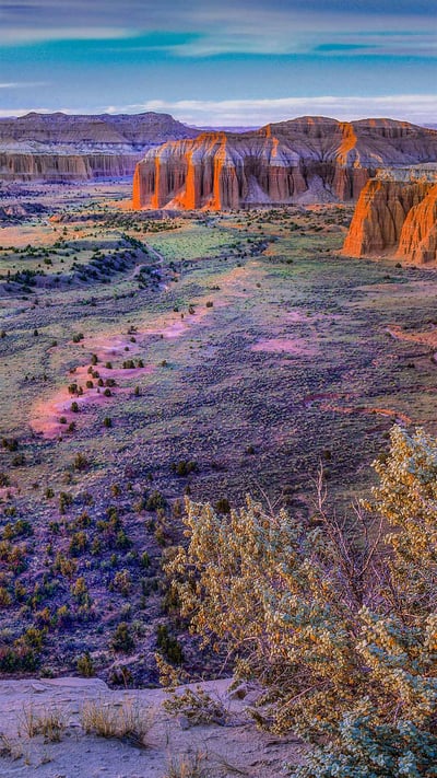 Mesas, Upper Cathedral Valley, Capitol Reef National Park, Utah (© Tim Fitzharris/Minden Pictures) mobile wallpaper