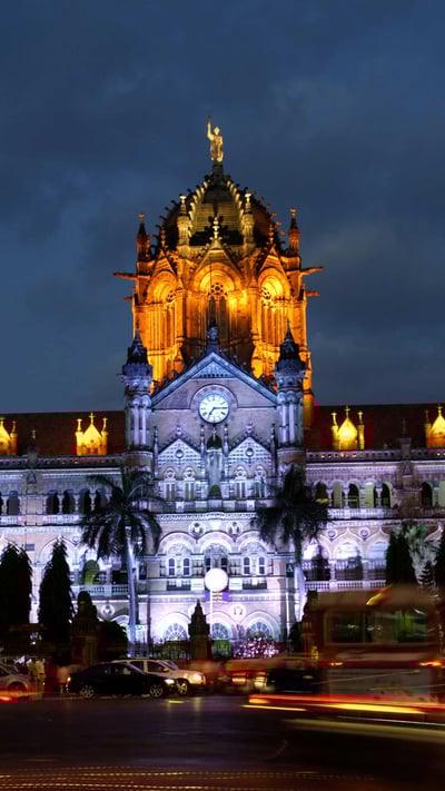 CST station Mumbai, illuminated for Republic Day (© R Modi/Dinodia Photo/age fotostock) mobile wallpaper