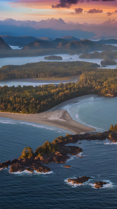 Aerial view of Vancouver Island, British Columbia (© edb3_16/Getty Images) mobile wallpaper