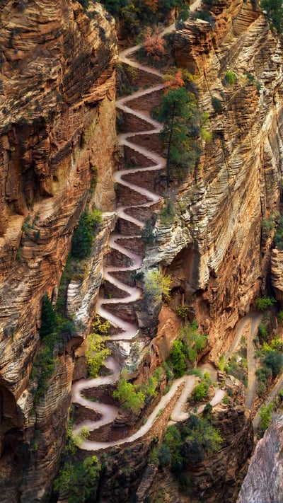 Walter's Wiggles on the Angels Landing Trail in Zion National Park, Utah (© Dennis Frates/Alamy) mobile wallpaper