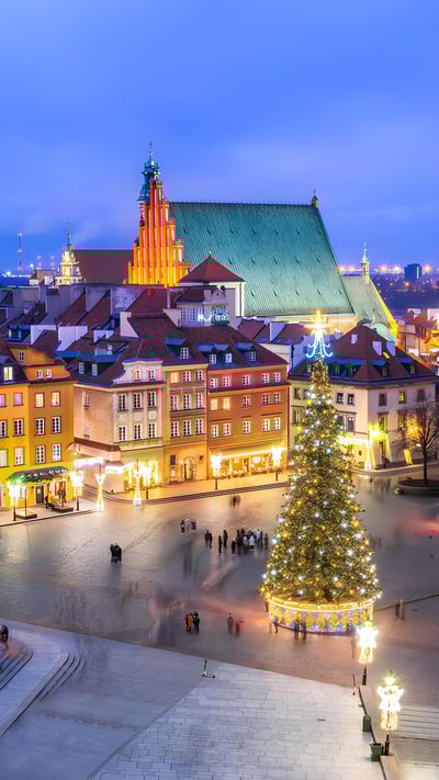 Christmas tree in Castle Square, Old Town, Warsaw, Poland (© Panther Media GmbH/Alamy) mobile wallpaper