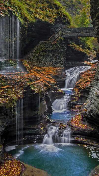 Watkins Glen State Park's Rainbow Falls in the Finger Lakes region of upstate New York (© Kenneth Keifer/Alamy) mobile wallpaper