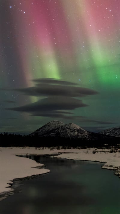 Northern lights near Whitehorse in Yukon, Canada (© Design Pics/Danita Delimont) mobile wallpaper