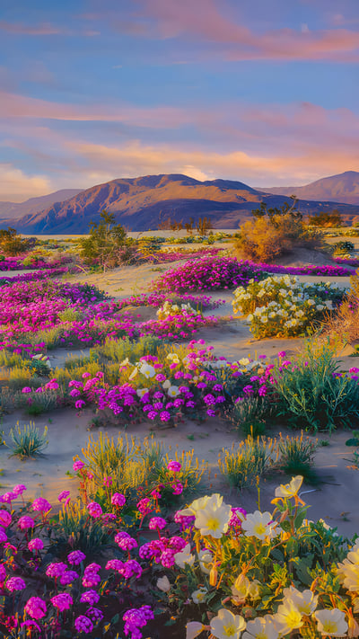 Wildflowers in Anza-Borrego Desert State Park, California (© Ron and Patty Thomas/Getty Images) mobile wallpaper
