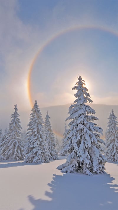 Halo around the sun in the Ore Mountains, Saxony, Germany (© Martin Ruegner/Getty Images) mobile wallpaper