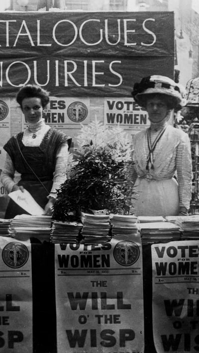 The catalogue and enquiries stall at the Women's Exhibition, London, May 1909. (© Museum of London/Heritage Images/Getty Images) mobile wallpaper