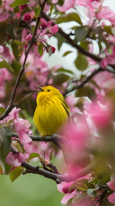 Yellow warbler in Canada (© mirceax/Getty Images) mobile wallpaper