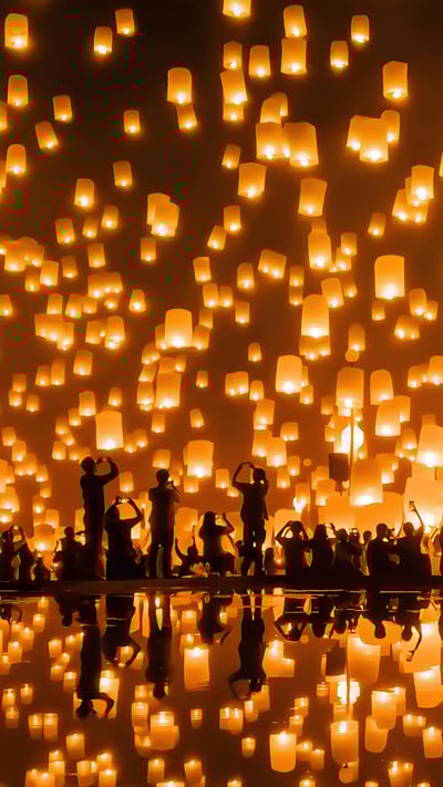 Yi Peng lantern festival, Chiang Mai, Thailand (© tampatra/Getty Images) mobile wallpaper