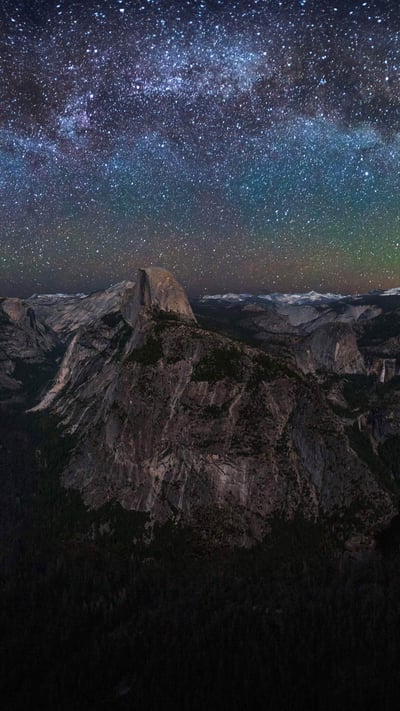 Milky Way rising above Half Dome in Yosemite National Park, California (© Cory Marshall/Tandem Stills + Motion) mobile wallpaper