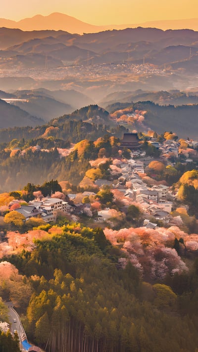 Mount Yoshino, Nara Prefecture, Japan (© Sean Pavone/iStock/Getty Images Plus) mobile wallpaper