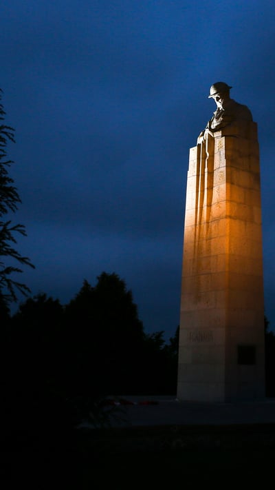 The Canadian 'Brooding Soldier' memorial commemorating the second battle of Ypres, St. Julien, Belgium (© Richard Lautens/Toronto Star via Getty Images) mobile wallpaper